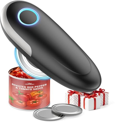 Electric Can Opener, One-Touch Automatic Can Opener for Seniors with Arthritis, Smooth Edge, Hands-Free, Battery Powered, Portable & Compact, Food Safe Electric Can Openers for Kitchen (Gray)