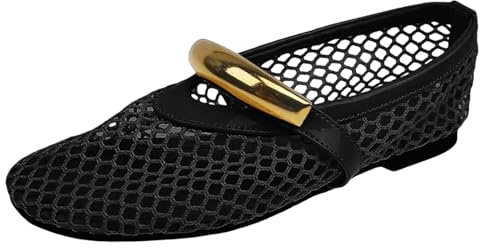 Sandales plates pour femme Décontractées Sandales à talons carrés pour femmes tendance décontractée style européen avec boucle métallique confortables la saison estivale (Black, 39)