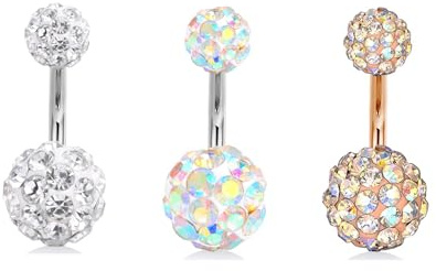 incaton Anillos de Ombligo de Barra Corta 14 Gauge 8mm Acero quirúrgico Bola de Cristal Anillos del Ombligo Joyería Piercing