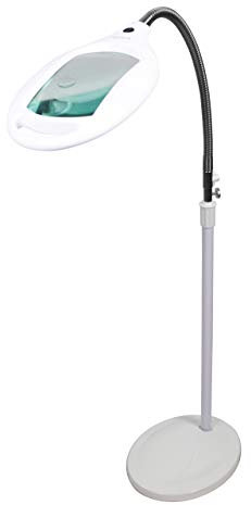 Neatfi Lampe sur pied Elite HD Bifocale Super LED – Lentille grossissante 3/12 dioptries, lumière du jour 6500K, 42 LED SMD, col de cygne et hauteur réglables (Blanc)