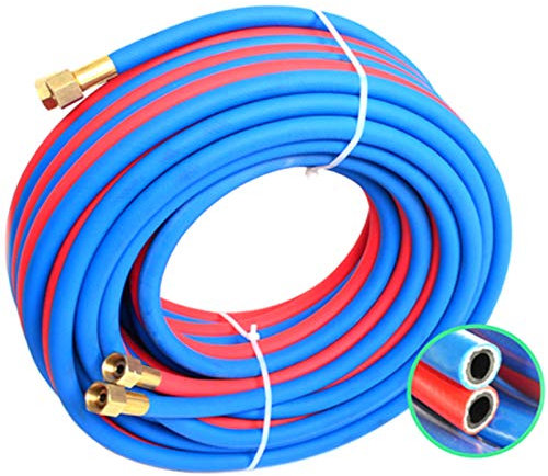 Tuyau De Soudage Jumelé Oxygène Acétylène, Tuyaux De Torche De Coupe Avec Raccord En Cuivre, Tuyau De Tuyau À Air Comprimé En PVC, Diamètre Intérieur: 10 Mm, Diamètre Extérieur: 16 Mm,15m
