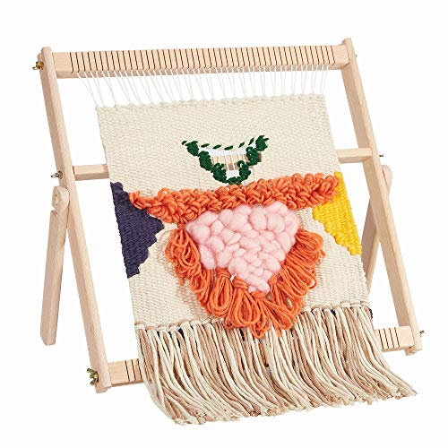 WILLOWDALE Multi-Craft Weaving Loom Large Frame 16.5 x 15.7 x 1.2 Wooden Loom Tapestry Loom Creative DIY Weaving Art & Crafts for Kids, Beginners, Experts