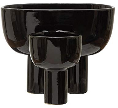 Bloomingville Stoneware 2 Sections, Black Planter Pot