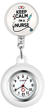 Avaner Krankenschwesteruhr Pflegeruhr Analog Quarzwerk FOB Ansteckuhr mit Pin/Clip Arzt Doktor Medical Taschenuhr aus Silikon