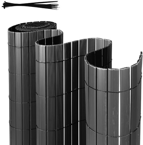 Einfeben Brise-vue en PVC - Résistant aux UV - Pour jardin, piscine, balcon - Gris - 180 x 400 cm