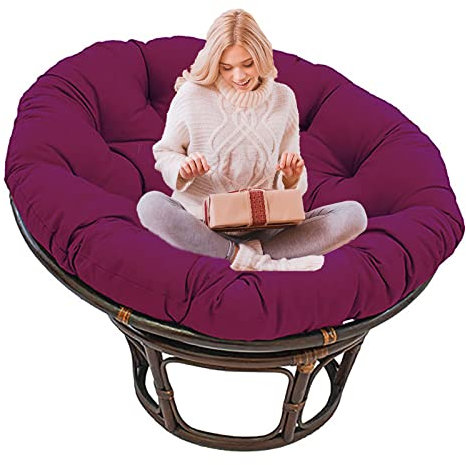 SRHWBF Papasan Sitzkissen Papasan Stuhlkissen Papasansessel Kissen mit Krawatten für Garten Camping extra großes bequemes Sitzkissen (NUR Kissen) (Purple Ø90cm/35.4 in)