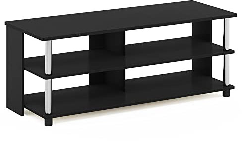 Furinno Sully Mobile Ripiani per TV, Legno ingegnerizzato, Americano/Acciaio Inossidabile, 3 Livelli 105 cm