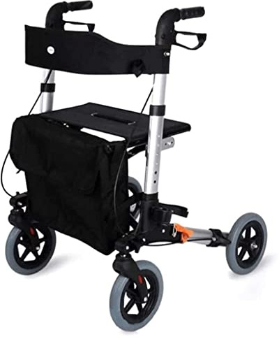 Leichter vierrädriger Gehwagen im Euro-Stil mit Sitz und Feststellbremsen. Faltbarer rollender Gehwagen für Senioren mit bis zu 330 lbs