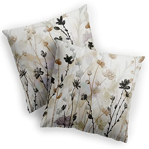 LUEAXRG Bauernhaus Kissenbezüge 40 x 40 cm 2er Set für rustikale Heimdekorationen moderner Sofa-Wildblumen Überwurf-Kissenbezug Blumen-Überwurf Kissenbezüge Dekoration für Couch Schlafsofa