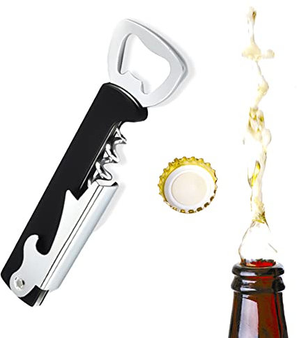 Compact Corkscrew and Bottle Opener, 1 Pack, Multi Tool, Wine Bottle Opener, Stainless Steel Cork Screw with ABS Body, Compact Size Ideal for Travel and Camping (1 Pack)
