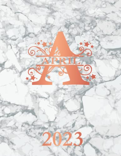 01/04/2023 00:00:00: Personalized Name Weekly Planner Diary 2023. Monogram Letter A Notebook Planner. White Marble & Rose Gold Cover. Datebook Calendar Schedule