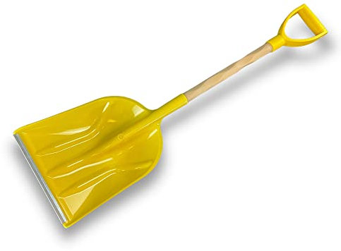 Lot de 10 pelles à neige légères et démontables en plastique avec lame métallique et poignée | 25 cm | Jaune | Kibros PENDEMJx10