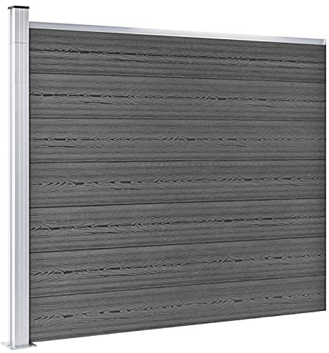 Tidyard Zaunelement Gartenzaun Sichtschutzzaun Windschutzzaun Lamellenzaun Garteneingrenzung Windschutz Sichtschutz Zaun Element Dichtzaun Terrasse Garten WPC 175x146 cm Schwarz