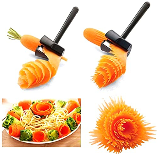 BESTonZON Gemüseschneider Karottenwickler -Schäler Karottenspirale Shred Slicer Wurzelgemüse Slicer Sharpen Garnierwerkzeug Für Die Küche Schwarz Gemüseschäler