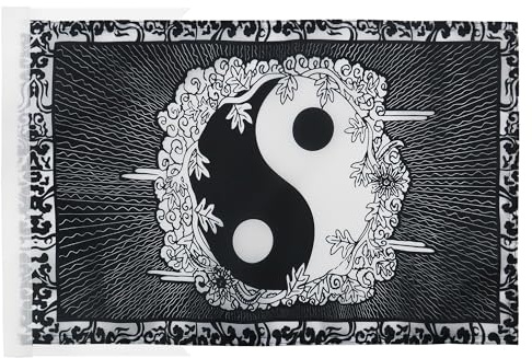 AZ FLAG - Bandiera Yin e Yang - 45x30 cm - Padiglione cinese - Cina 100% poliestere con due corde - 20g