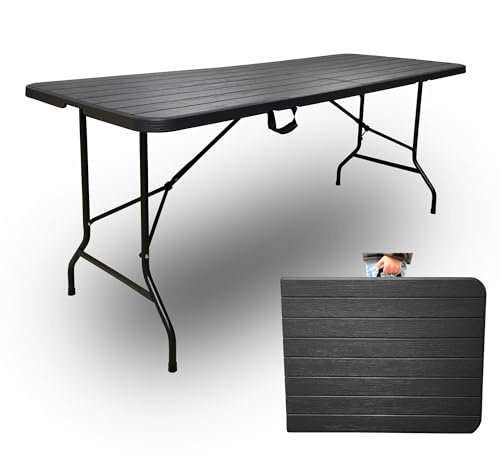 Rijoka Klapptisch Camping Holzoptik Gartentisch – Campingtisch Klappbar – 70x180cm – für 6 bis 8 Personen – Taupe