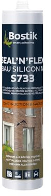 BOSTIK S733 Seal´n´Flex Bau Silikon Dunkelbraun – Neutraler Universalsilikon, Schimmelresistent, Dauerelastisch, Anstrichverträglich, Für Innen- und Außenbereich, 300ml