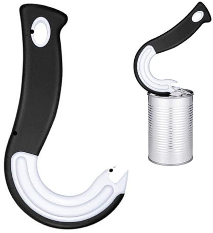1 pcs Effortless J-Shaped Ring Pull Can Opener - Ideal Kitchen Aid for Weak Hands - Durable, Non-Slip Handle - Perfect for Arthritis - Opens Cans with Ease!