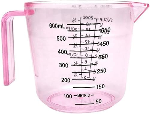 ShanGaiLi Verre doseur en plastique transparent avec échelle et poignée - Multifonction - Pour cuisine, bricolage, laboratoire - Rose
