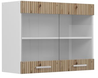Vicco Küchenglasschrank R-Line, Artisan-Eiche, 80 cm | 2 Türen · 1 Einlegeboden · Tiefe – 31 cm · ✓ Frei kombinierbar · ✓ Alles im Blick