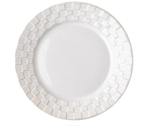 Platos Llanos Plato De Comedor Vintage Cocina Casera Plato De Comedor Plato De Comedor Café Plato De Postre Plato De Cerámica A Cuadros Plato Plano Blanco Puro Disco Lindo Simple Platos postre(S)