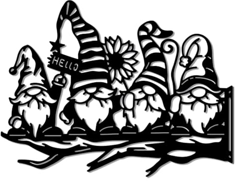 WADORN Dwarf Gnome Yard Silhouette Stake, Garden Statues Gnome Signs Dwarf Silhouette Decor Art Outdoor Decorative Stake Decor for Patio Garden Outside Lawn Thanksgiving Christmas