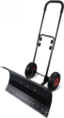 Pala da neve con ruote, pala da neve con ruote per impieghi gravosi, con manico in alluminio regolabile, spazzaneve con ruote per la rimozione della neve, pala da neve efficiente con pala da neve co