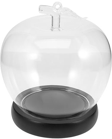 MAGICLULU Apple Glass Cover Creative Glowing Base for Preserved Flowers Decorative Glass Dome Shape Desktop Flower Craft for Home Garden Festival