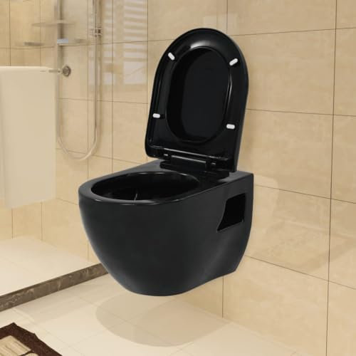 Idraulici, Impianti Idraulici, Servizi igienici e bidet, ToiletsWall-Hung Toilet Ceramica Nero