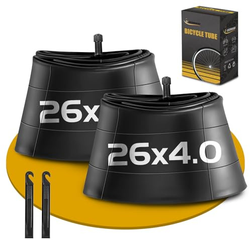 2 Pack 26 x 4.0 Fat Tire Tube Schrader Valve, Puncture Proof Bike Tubes for 26 x 4 Bicycle Tire, Butyl Rubber Inner Tube for EBike/Electric Bike/Mountain Bike