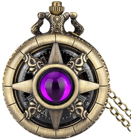 Vintage-Taschenuhr, handaufziehbare Edelstein-Taschenuhr mit Kette, Steampunk-Stil, Messing-Tasche für Abschlussfeier, Geburtstag, P5028, Refer to description, Unisex