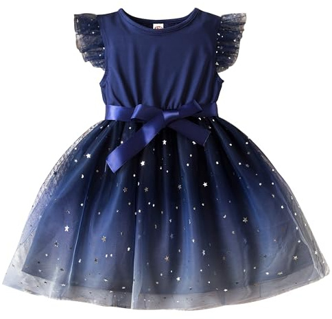 Happy Cherry - Niña Bebé Vestido de Fiesta con Tul para Boda Bautizo Ceremonia Niñas Infantil Vestidos Elegante Falda Larga de Princesa con Nudo de Lazo - 2-3 Años