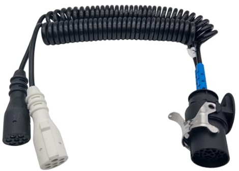 SERTPLAS Avvolgitore elettrico | Cavo a spirale adattatore 15 poli su 2 x 7 poli | 24 Volt - adatto per camion | veicoli trattori | NFZ | rimorchi | rimorchi | camion | rimorchi | rimorchi | rimorchi