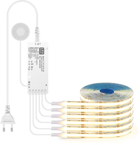 Quisiete Tira LED COB Regulable con Sensor Táctil Debajo del Gabinete, Adecuada para Dormitorio, Armario, Contorno de Cocina Interior, Enchufe de la UE