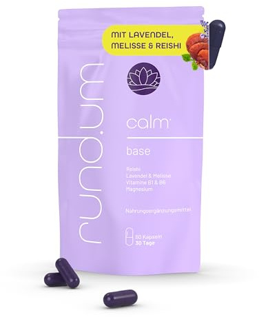 rund.um calm - 300mg pro Tagesdosis Reishi Vitalpilz - mit Lavendel & Melisse - B-Vitamine B1 & B6 plus Magnesium zur Unterstützung von Entspannung & Stressbewältigung - vegan - 60 Kapseln