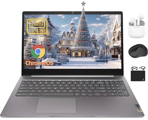 Lenovo Chromebook Premium 39.6 cm FHD Slim Light Laptop Computer Business & Student, Intel Celeron N4500, 4 GB de RAM, 192 GB de almacenamiento (64 GB eMMC + tarjeta de 128 GB), WiFi 6, batería larga