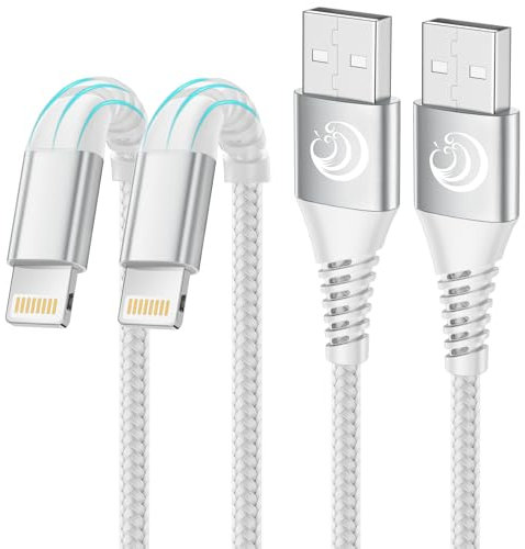 Câble iPhone, Chargeur iPhone [1m+1m/Lot de 2] Cable Chargeur Lightning Certifié MFi Nylon Tressé Fil Rapide Cordon Compatible avec i Phone 14 Pro Max/13/12/11/Pro Max/XS /XR/X/8/7/6s/6/SE 2020,iPad