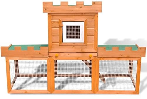 Großer Kaninchenstall für Draußen & Innen – Kleintierkäfig mit Einzelhaus, Robust & Wetterfest für Kaninchen, Meerschweinchen & Nager