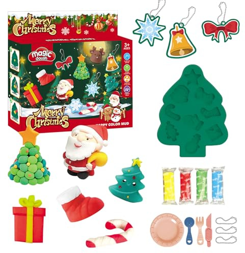 Knete ab 3 Jahre für Kinder 11 Stück Knete Zubehör Weihnachten Thema Knetwerkzeug Set für Kinder ab 3 4 5 Jahre Weihnachten DIY Knetwerkzeug mit Bunt Modelliermasse Geschenk für Jungen Mädchen