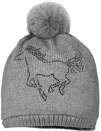 maximo MINI Girl-Mütze Pferd Strass, Kunstfellpompon, Vollfutter