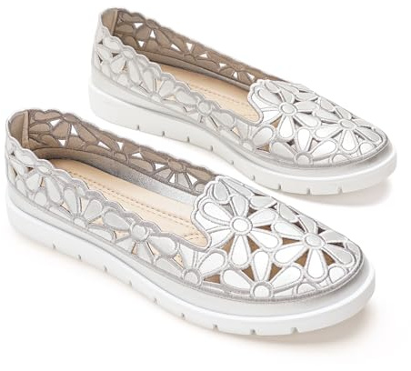 GLAMORA Bailarinas Mujer Caladas Diseño Floral Zapatos Planos Plataforma Ligera Suela Flexible Antideslizante Plantilla Blanda Cómodas Transpirables Calzado Verano