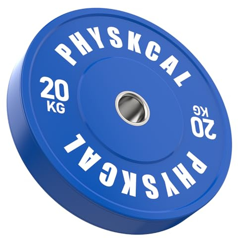 PhysKcal Couleur Bumper Plate et Micro Disques Ø50 mm pour Barre Olympique | 0,5 kg à 25 kg | Rebond réduit & codage couleur IWF pour repérage facile| Idéal pour haltérophilie & salle de sport.