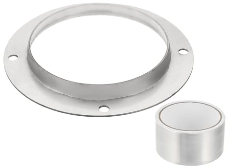 PATIKIL 5 Inch Duct Connector Flange, Metal Straight Pipe Exhaust Flange Duct Mounting Plate for Heating Cooling Ventilation HVAC System, 304 Stainless Steel