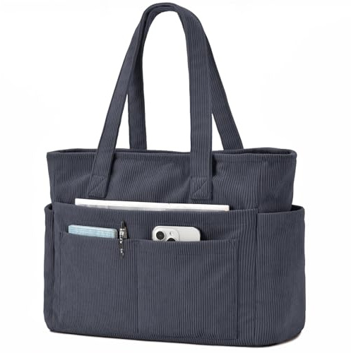 oscaurt Cord Tasche Damen Handtasche Groß Arbeitstasche mit Reißverschluss Faltbar Laptoptasche Strandtasche Elegant Tote Bag Schultertasche für Arbeit Reisen Gym