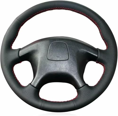 ZVFZGFGR - Coprivolante per Auto con Cuciture, per Mitsubishi Pajero 1998-2003 Protezione per Impugnatura del Volante in Pelle Nera con Cuciture