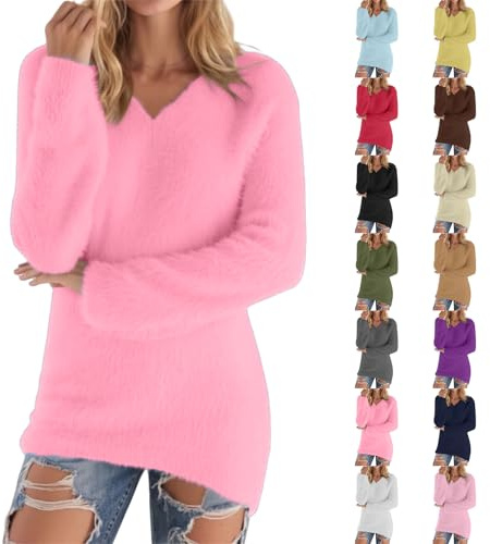 Långärmad damtröja bomull V-ringad tajt blusskjorta damer långärmad elegant med elastiskt midjeband långärmad termisk t-shirt lösa skjortor modern tröja lösa toppar elegant blusskjorta vår, GUL, L