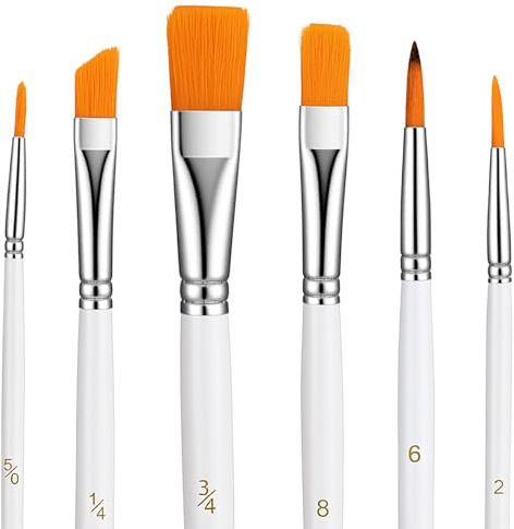 6 Pcs Paint Brushes for Acrylic Painting, Food Safe Paint Brushes, Wooden Handle Pastry Brush, Cake Painting Brush for Pastry Cookie Decoration (White)