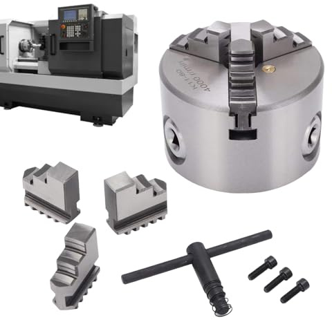 Platos de Torno para Torneado de Madera,Accesorios de Aleación Autocentrantes de 3 Mordazas | Platos de Torno para Fresadora de 80 mm - Para Grabador, Fresadora, Enrutador, Impresora 3D, Taladro y Car