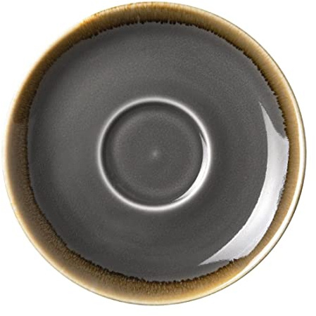 Olympia Kiln Cappuccino Saucer Smoke 140mm Porcelain (Pack of 6) | Fits 230ml cups to secure hot drink presentations, with a space-saving stackable shape built to hotelware standards.