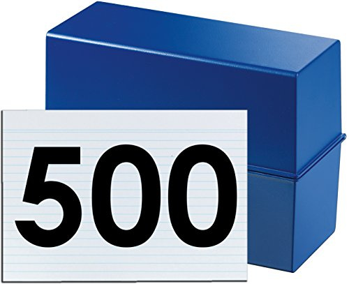 HAN Karteibox DIN A5 quer, Innovatives, attraktives Design für max. 500 Karten mit Stahlscharnier (blau + 500 Karten)